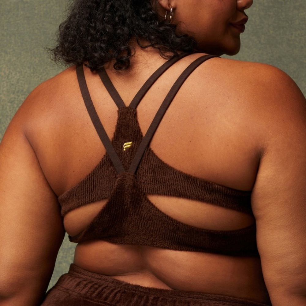 Fabletics Chocolate Brown Fuzzy Sports Bra Principal Cozy Cord Bralette XL - Picture 4 of 9